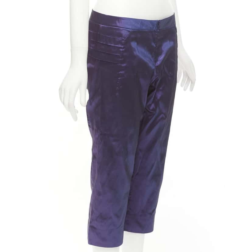 Shiatzy Chen Holographic Knee Pants Purple Silk Never worn - Inside View