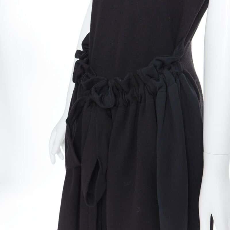 Yves Saint Laurent Ruched Bubble Dress Black Wool Very good condition - Back View