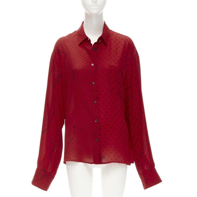 Haider Ackermann Polka Oversized Shirt Red Polyester Never worn - Front View