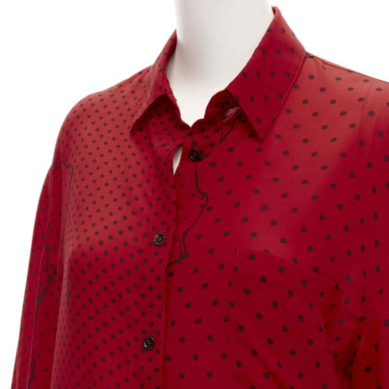 Haider Ackermann Polka Oversized Shirt Red Polyester Never worn - Back View