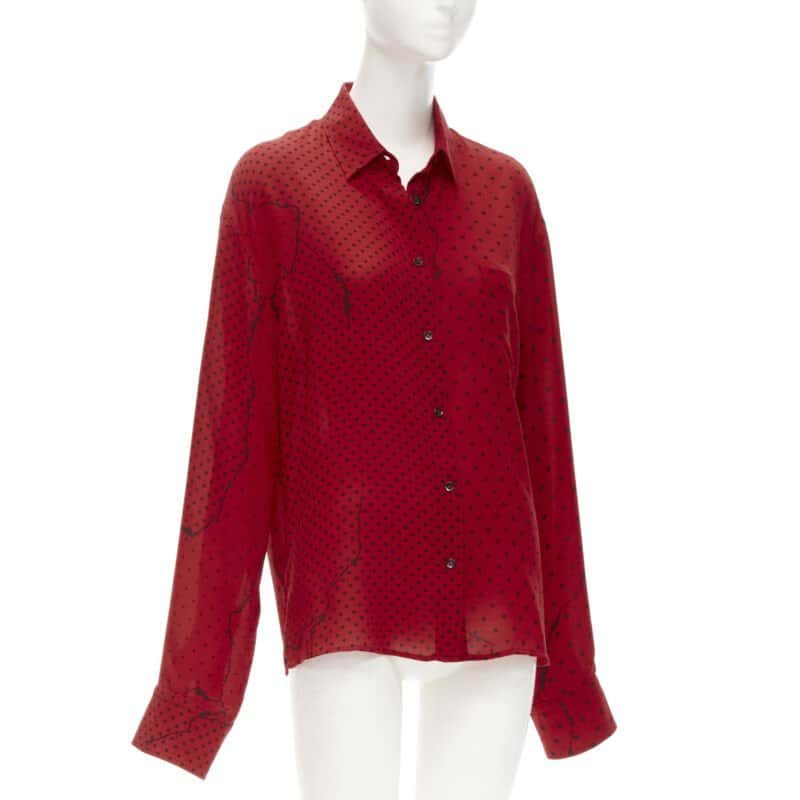 Haider Ackermann Polka Oversized Shirt Red Polyester Never worn - Inside View