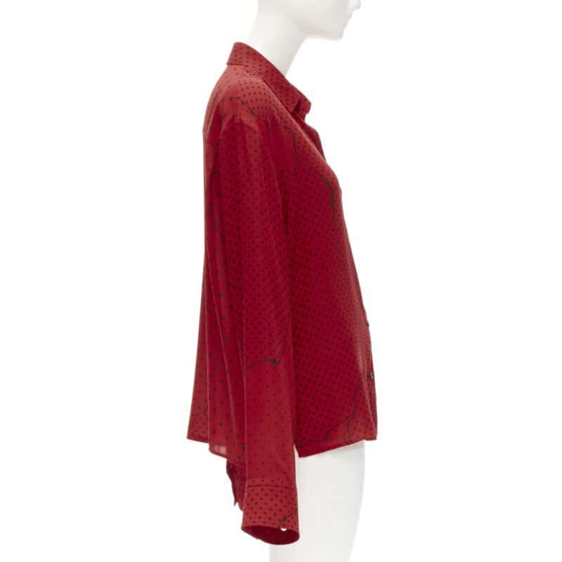 Haider Ackermann Polka Oversized Shirt Red Polyester Never worn - Model View