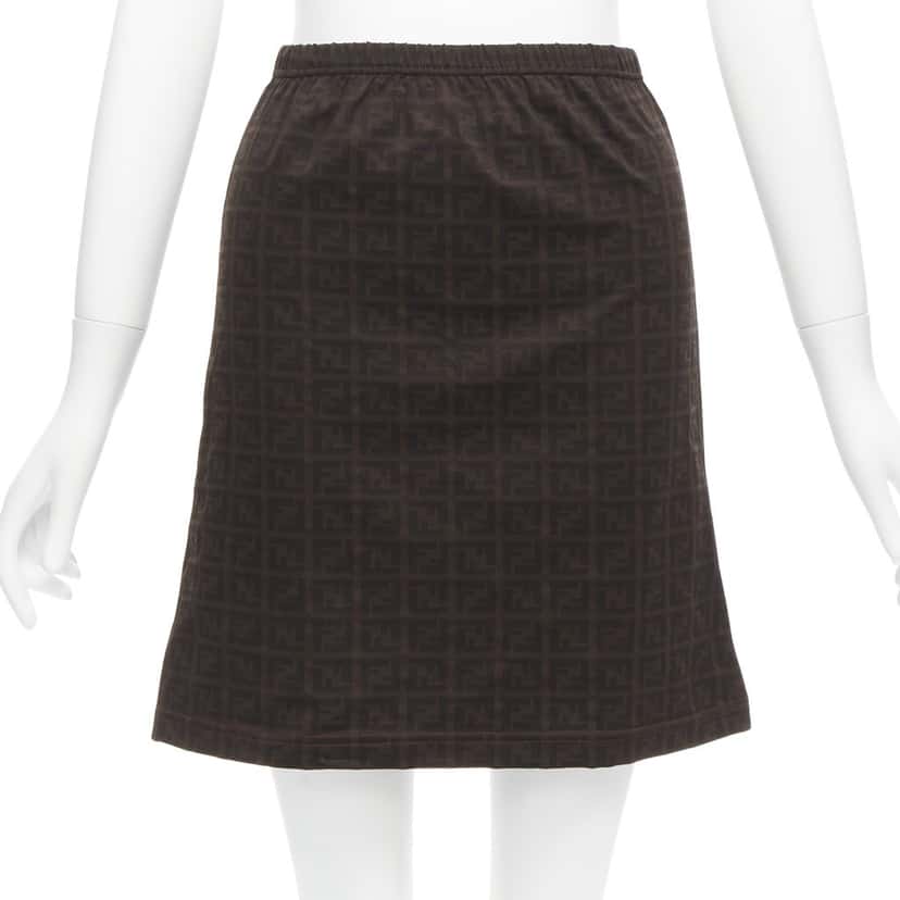 Fendi Zucca A-line Skirt Brown Polyamide Very good condition - Front View
