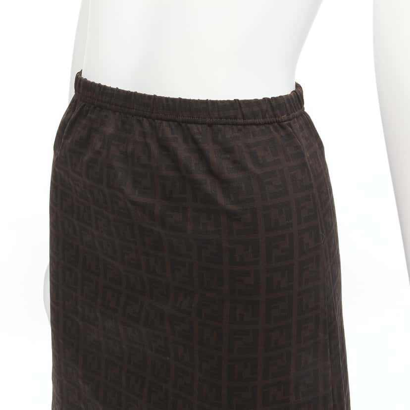 Fendi Zucca A-line Skirt Brown Polyamide Very good condition - Back View