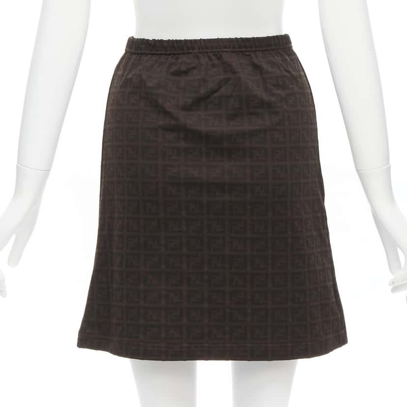 Fendi Zucca A-line Skirt Brown Polyamide Very good condition - Box View