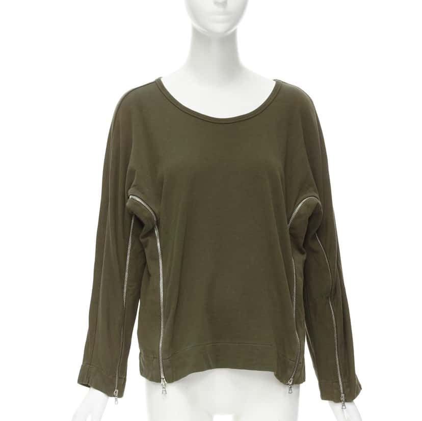Dries Van Noten Zip Detail Sweater Brown Cotton Never worn - Front View
