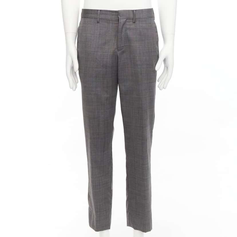 Versace Checkered Cotton Pants Grey Cotton Never worn - Front View