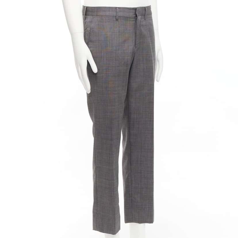 Versace Checkered Cotton Pants Grey Cotton Never worn - Inside View