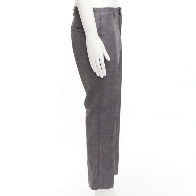 Versace Checkered Cotton Pants Grey Cotton Never worn - Model View