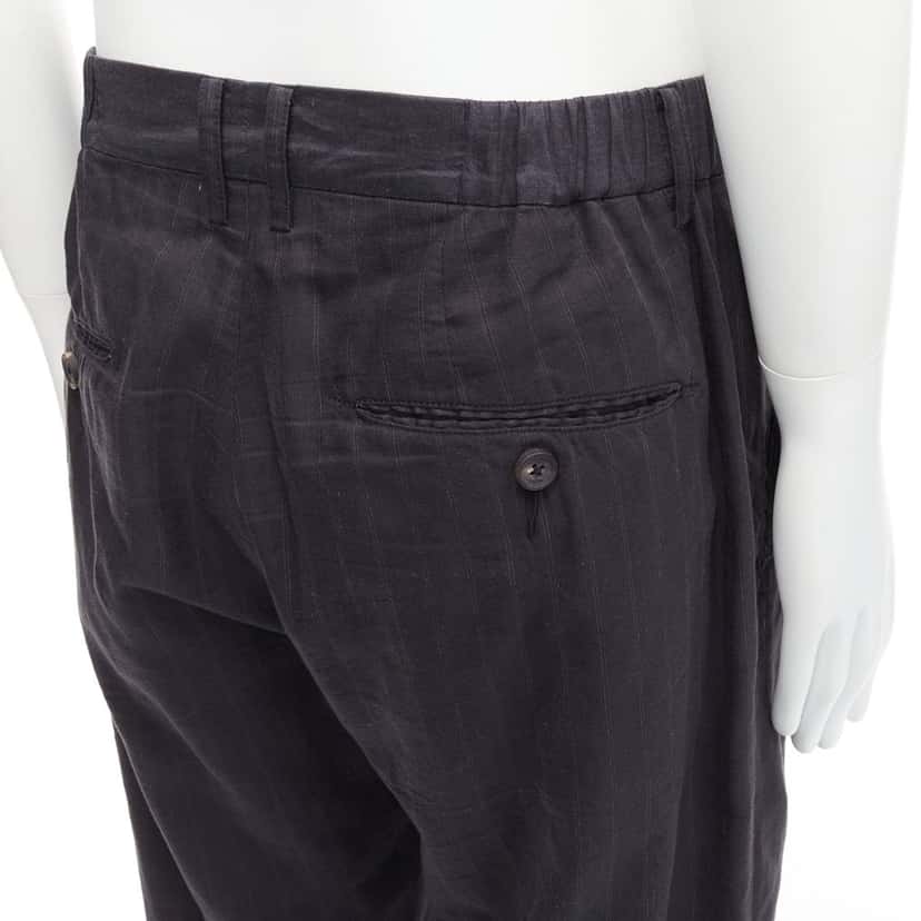 Ziggy Chen Pinstripe Cropped Pants Grey Linen Never worn - Back View