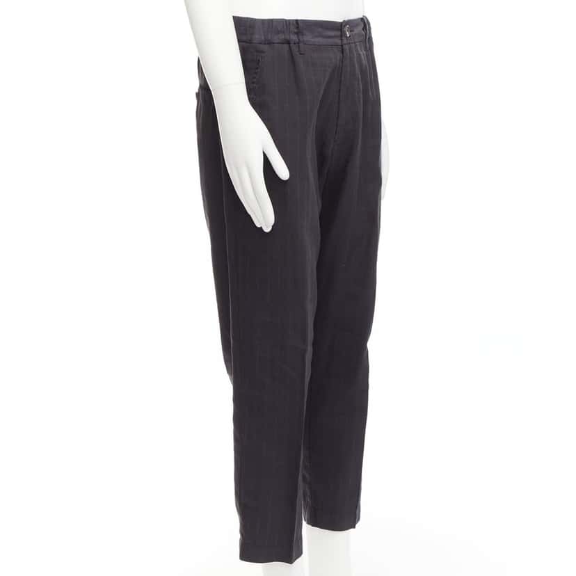 Ziggy Chen Pinstripe Cropped Pants Grey Linen Never worn - Inside View