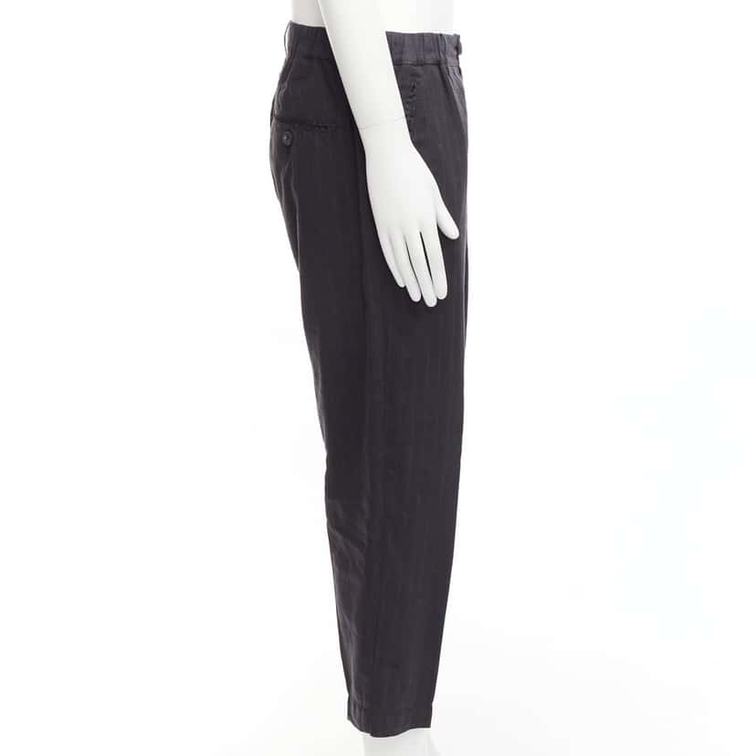Ziggy Chen Pinstripe Cropped Pants Grey Linen Never worn - Model View