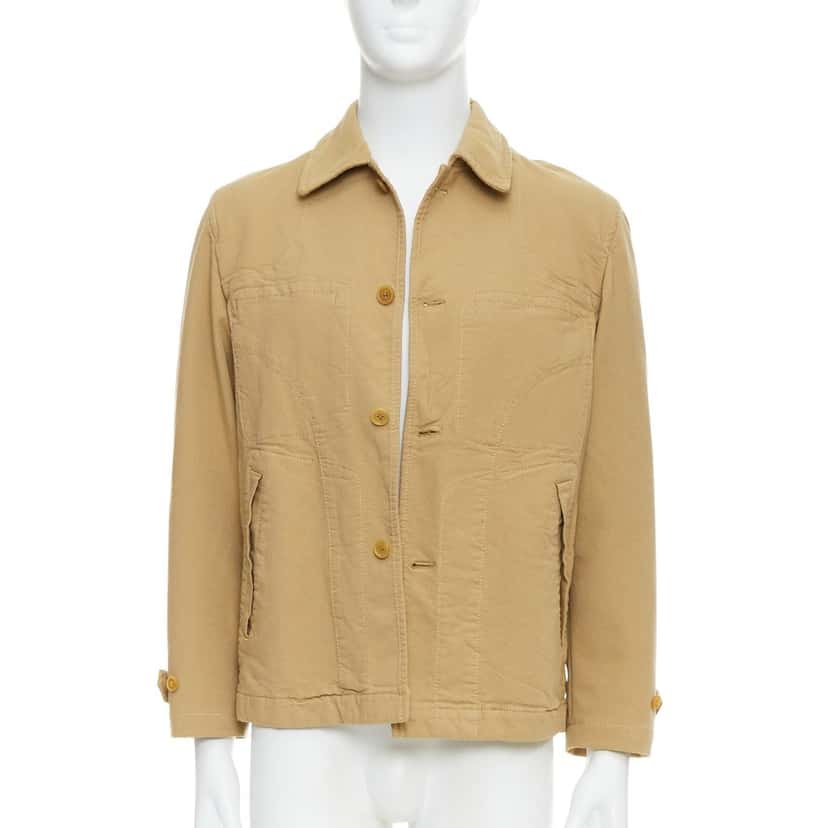 Comme Des Garcons Khaki Topstitch Jacket Beige Cotton Fair condition - Front View