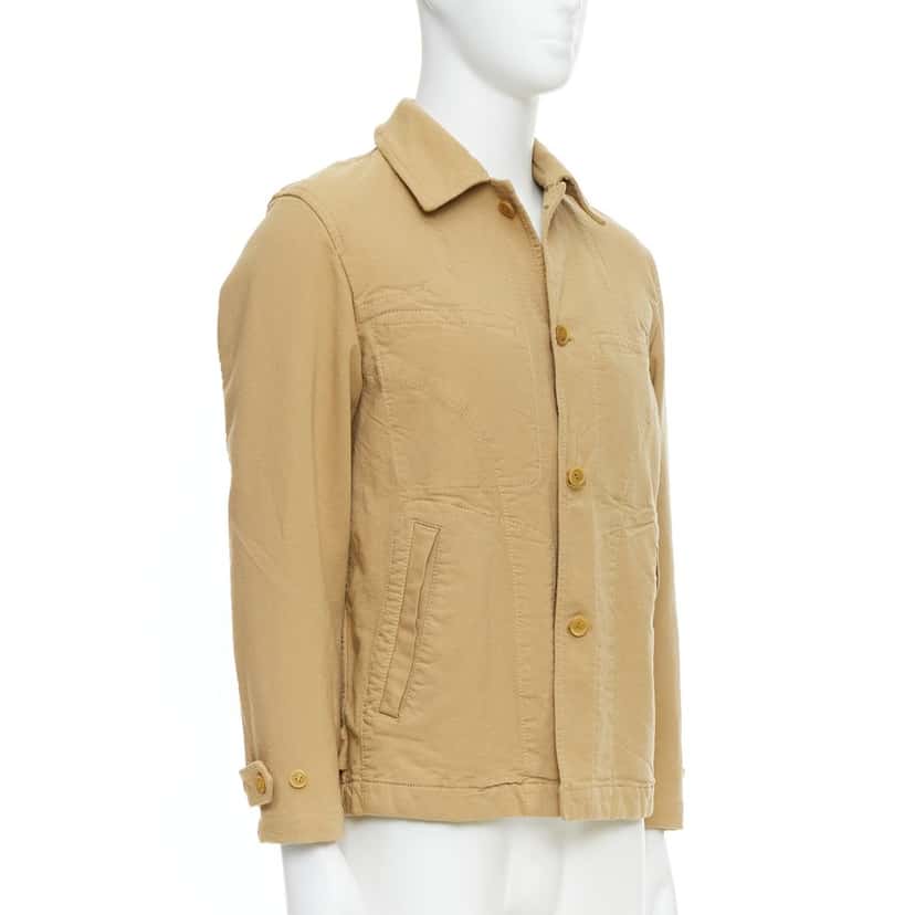 Comme Des Garcons Khaki Topstitch Jacket Beige Cotton Fair condition - Model View