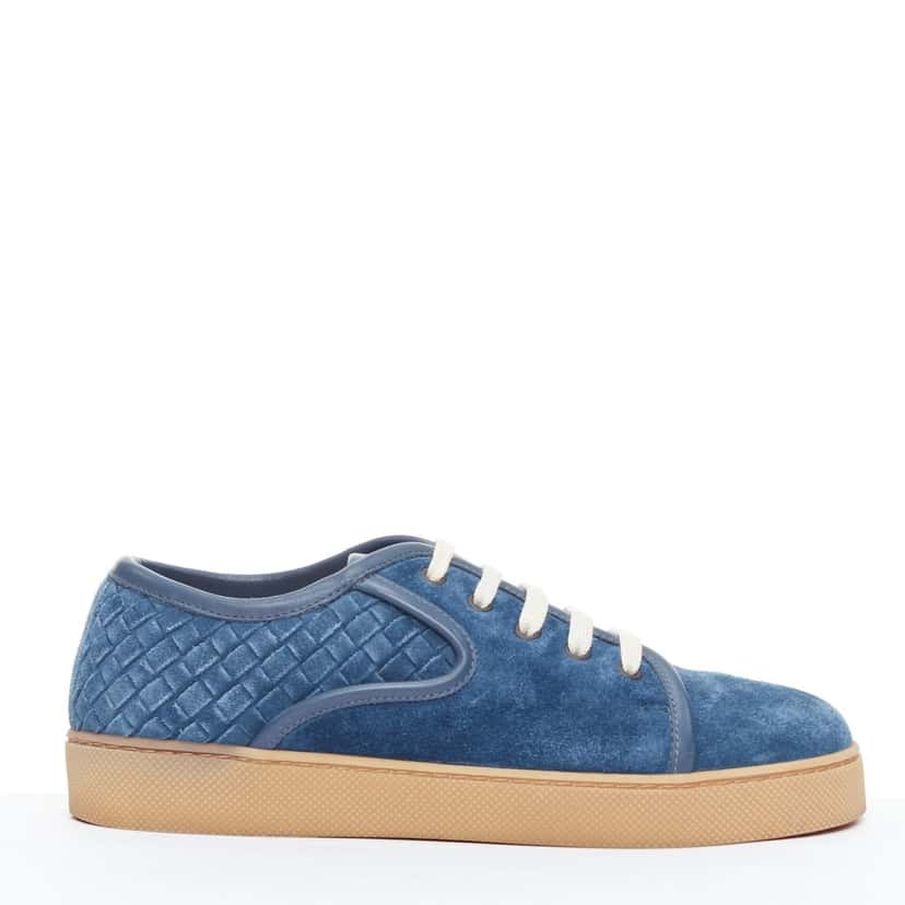 Bottega Veneta Suede Lace Sneakers Blue Suede Fair condition - Front View