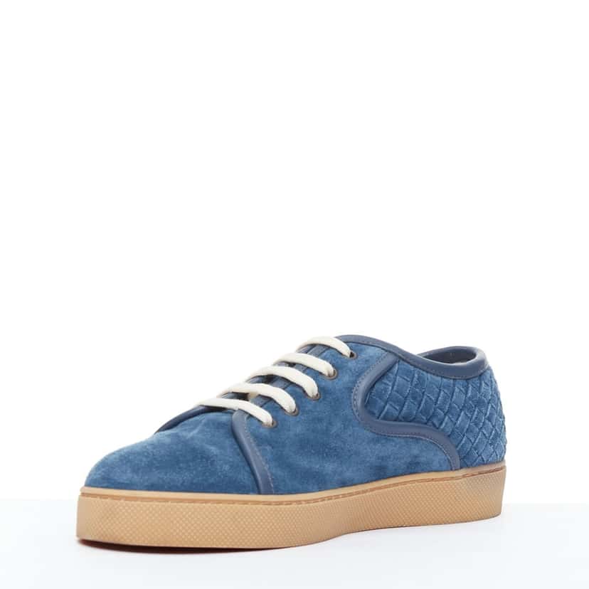 Bottega Veneta Suede Lace Sneakers Blue Suede Fair condition - Model View