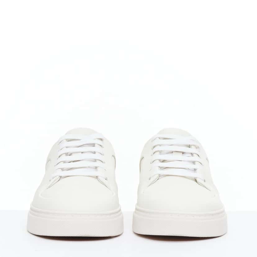 Bottega Veneta Minimal Lace Sneakers White Leather Very good condition - Model View
