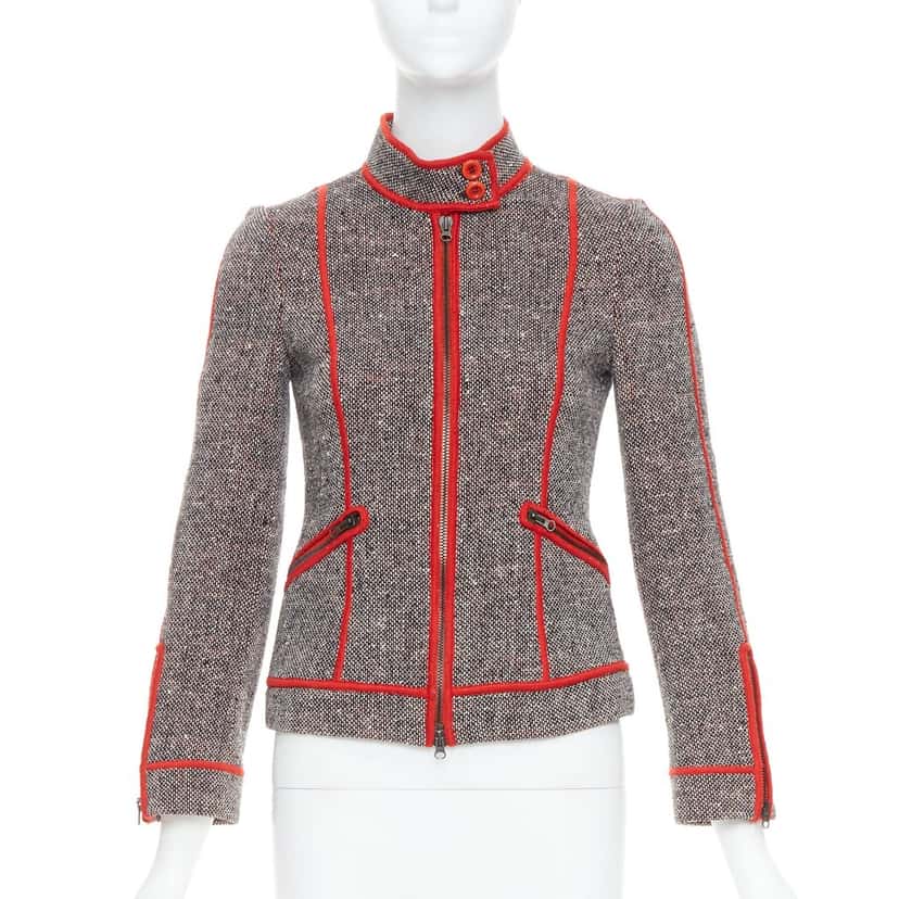 Moschino Quilted Blazer Red Tweed Very good condition - Front View