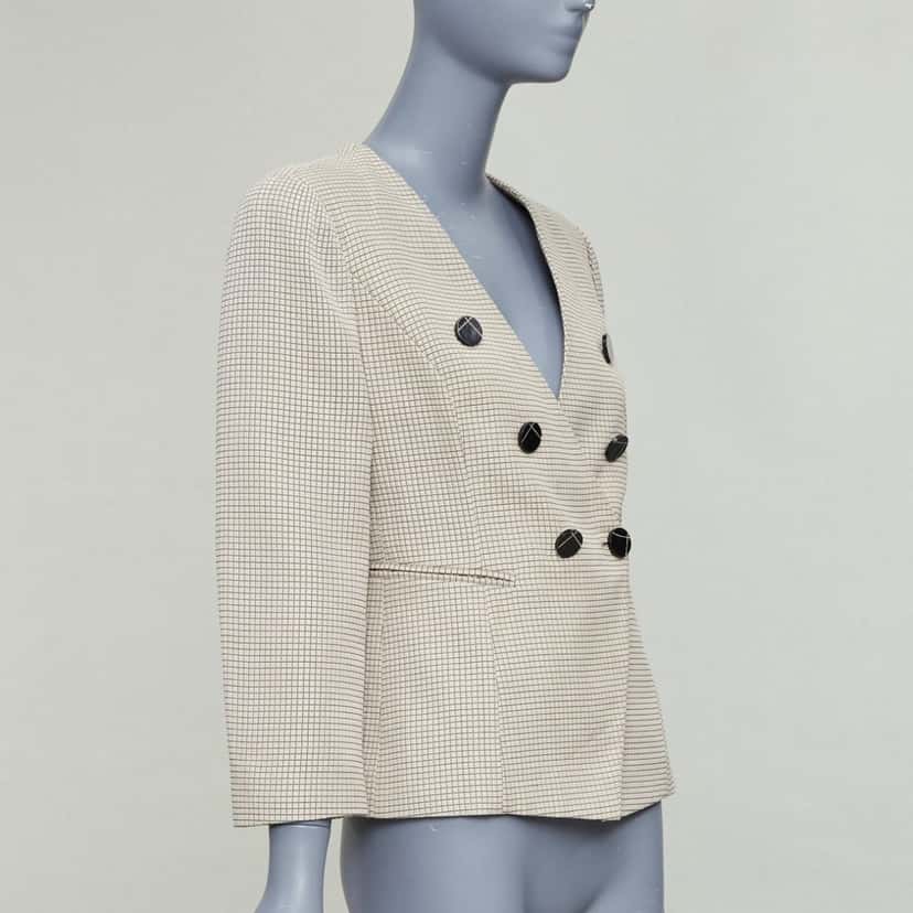 Emporio Armani Velvet Tuxedo Blazer Beige Polyester Very good condition - Model View