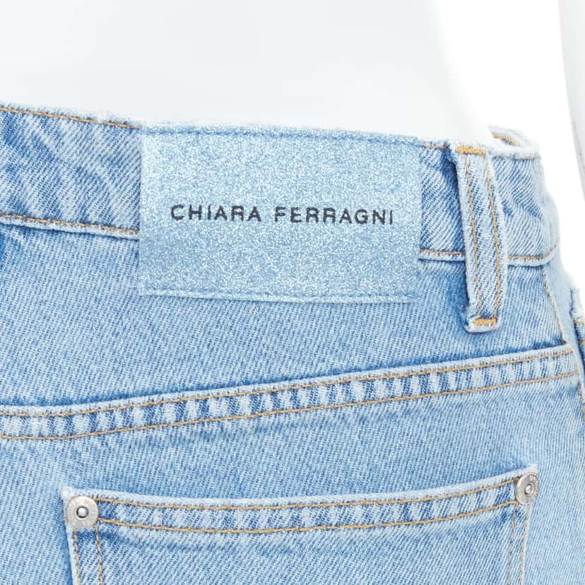 Chiara Ferragni Crystal Fringe Shorts Blue Cotton Very good condition - Back View