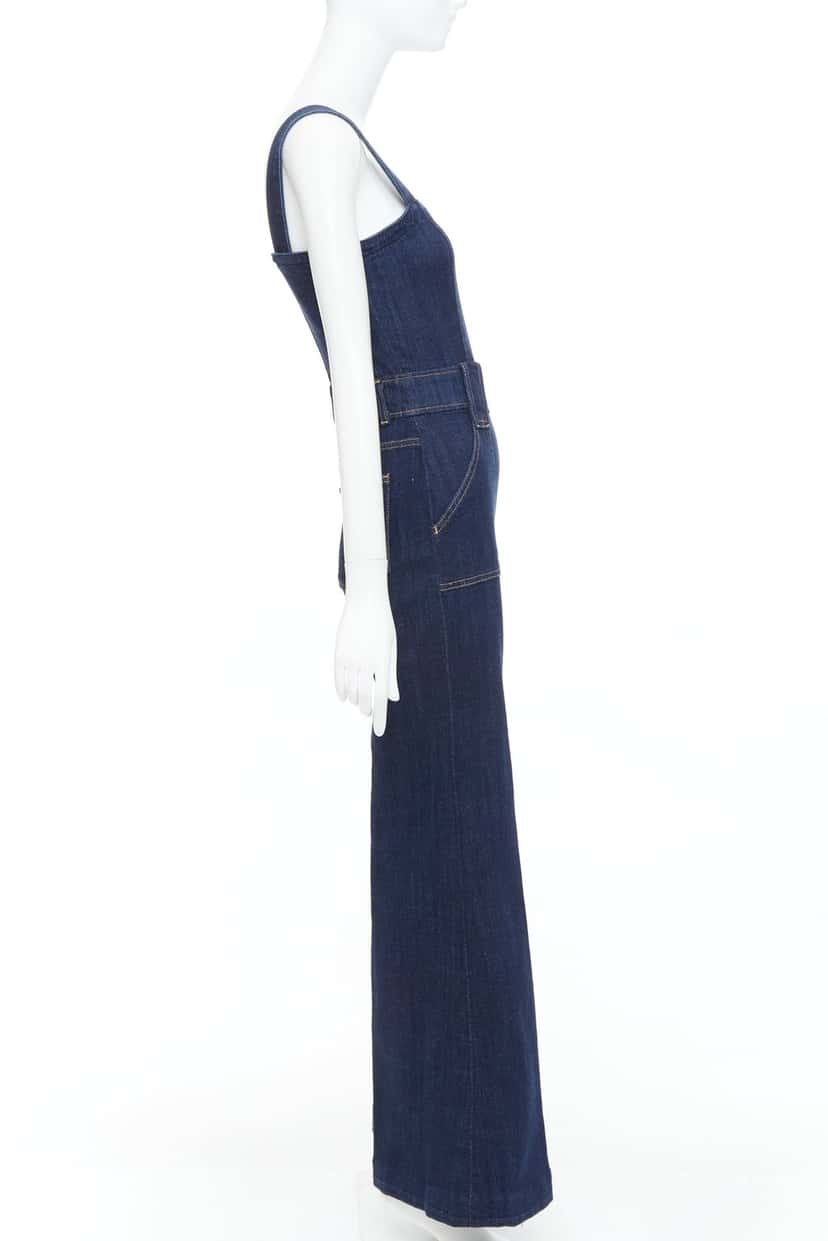 7 for All Mankind Denim Flare Dungaree Blue Cotton Very good condition - Model View