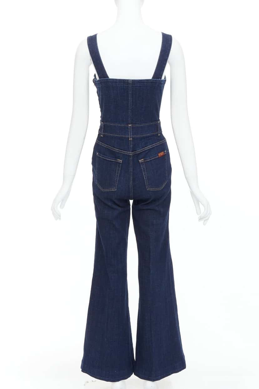 7 for All Mankind Denim Flare Dungaree Blue Cotton Very good condition - Box View