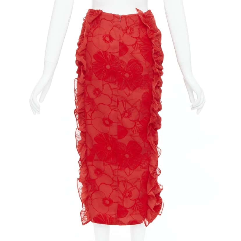 MOTHER OF PEARL Velvet Button Skirt Red Polyester Very good condition - Box View