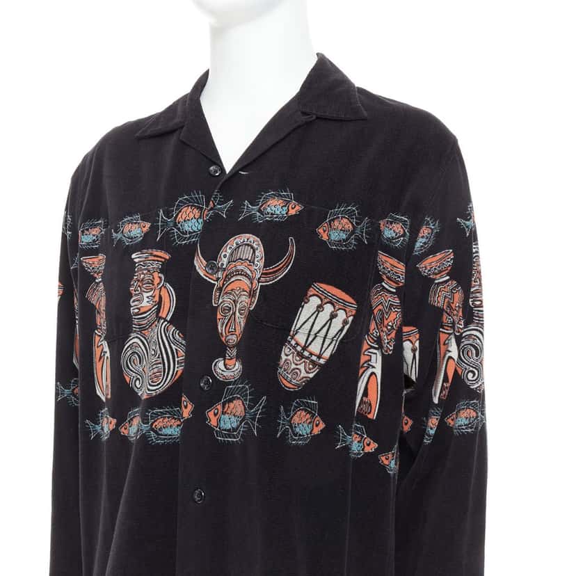 Beams Plus Ethnic Print Overshirt Black Very good condition - Back View