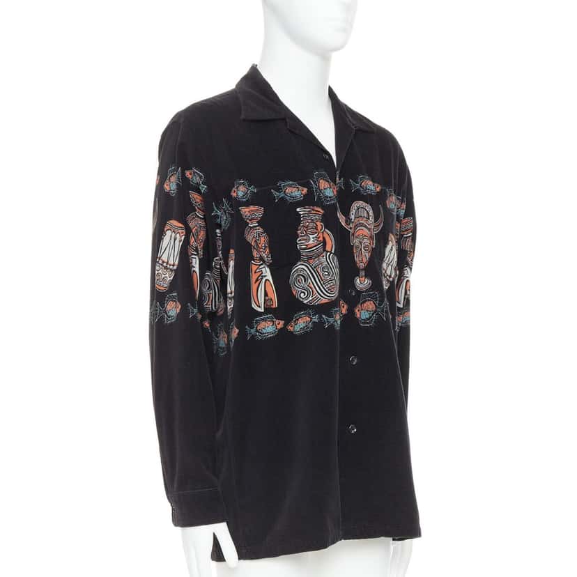 Beams Plus Ethnic Print Overshirt Black Very good condition - Inside View