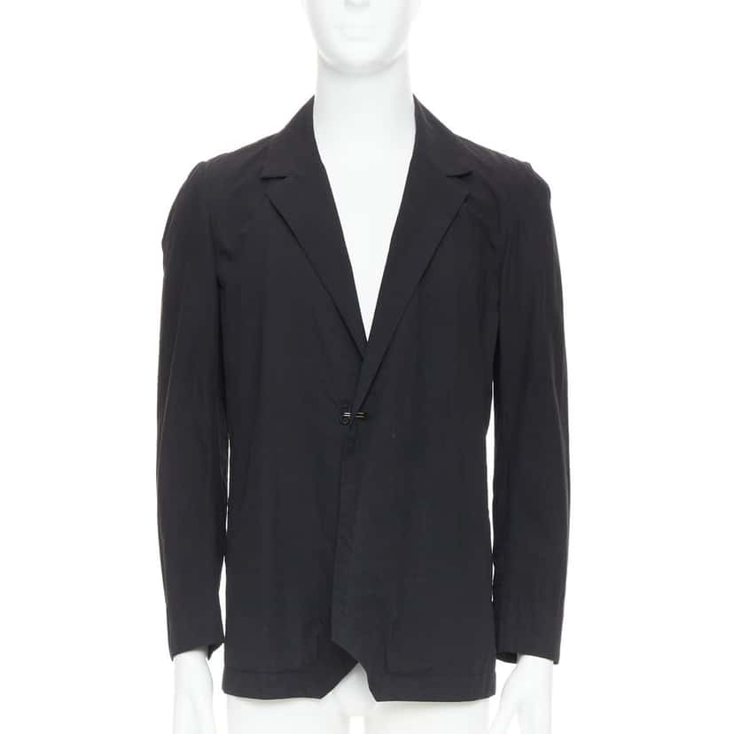 Attachment Angular Hem Blazer Black Cotton Good condition - Front View