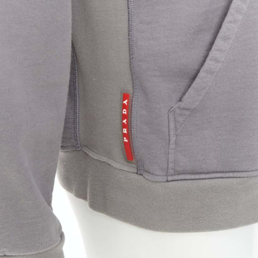 Prada Sports Logo Hoodie Grey Cotton Fair condition - Back View