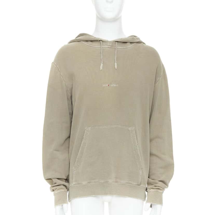 Saint Laurent Washed Logo Hoodie Anthracite Cotton Very good condition - Front View
