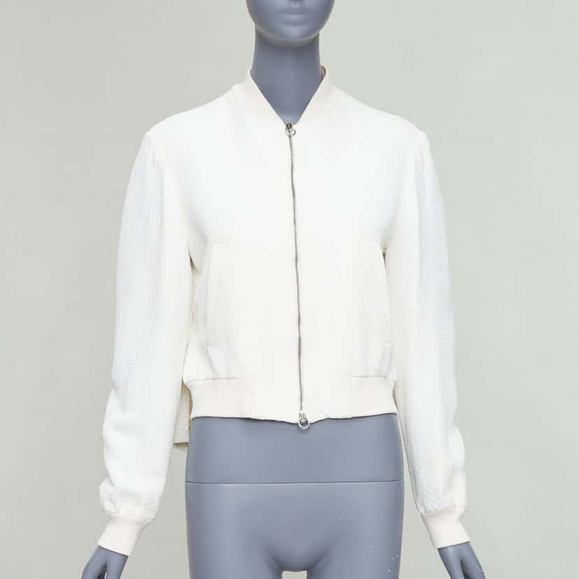 Stella McCartney White Jacquard Cropped Bomber White Fair condition - Inside View