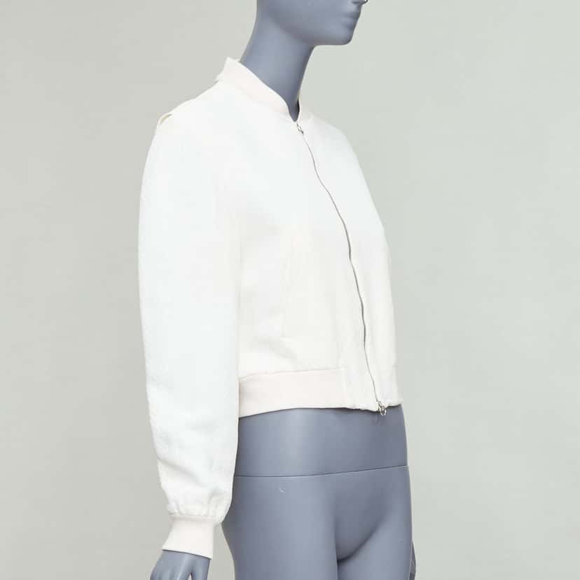 Stella McCartney White Jacquard Cropped Bomber White Fair condition - Model View