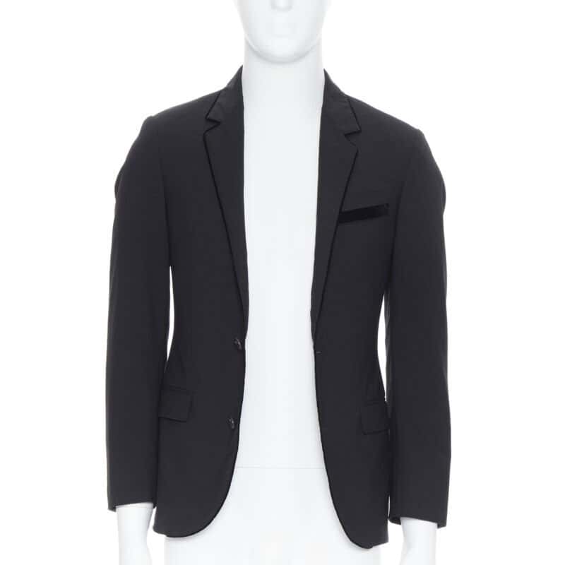 Lanvin Velvet Peak Blazer Black Wool Never worn - Front View