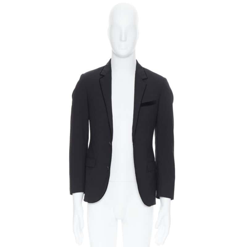 Lanvin Velvet Peak Blazer Black Wool Never worn - Inside View
