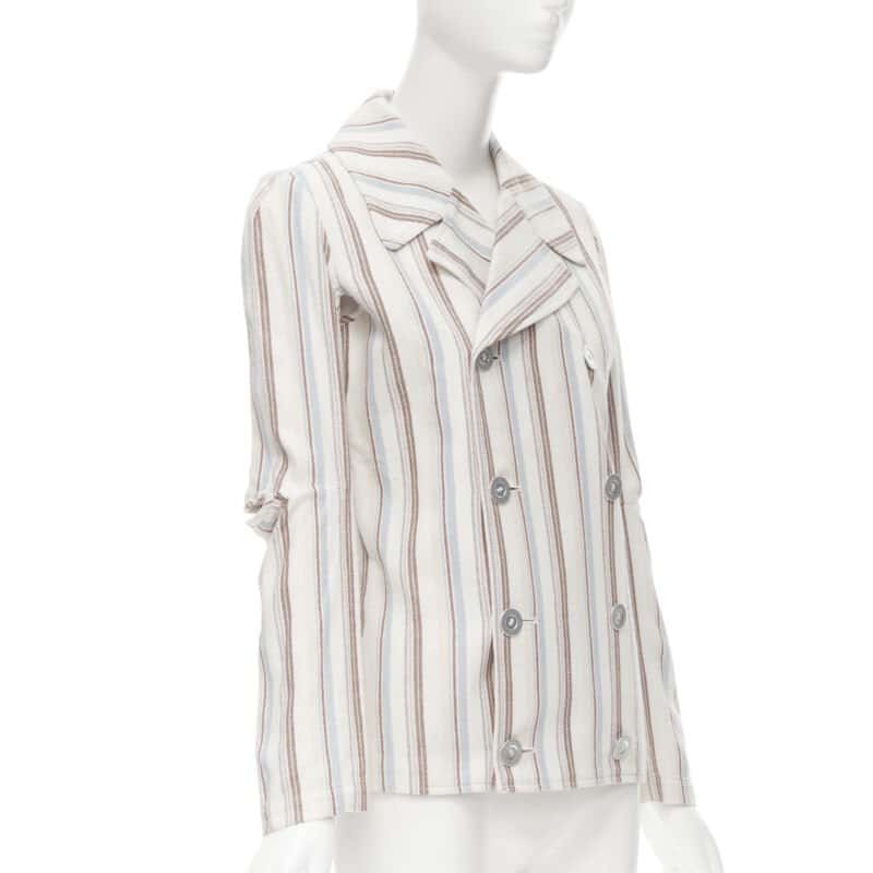 Junya Watanabe Stripe Cut Blazer Beige Cotton Good condition - Inside View
