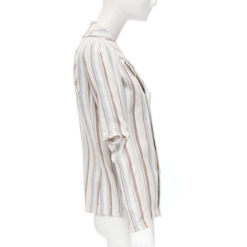 Junya Watanabe Stripe Cut Blazer Beige Cotton Good condition - Model View