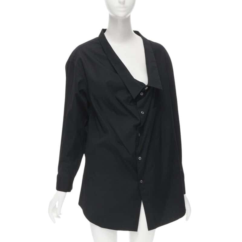 Comme Des Garcons Asymmetric Collar Shirt Black Cotton Very good condition - Front View