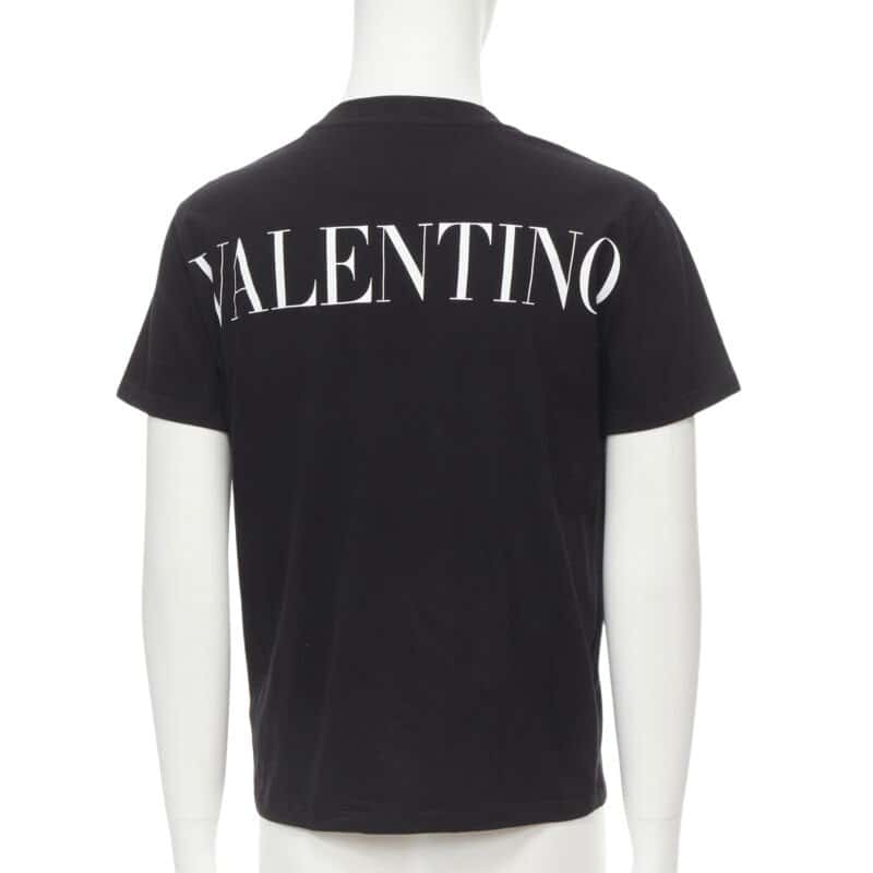 VALENTINO GARAVANI Lace Pocket T-Shirt Black Cotton Never worn - Front View