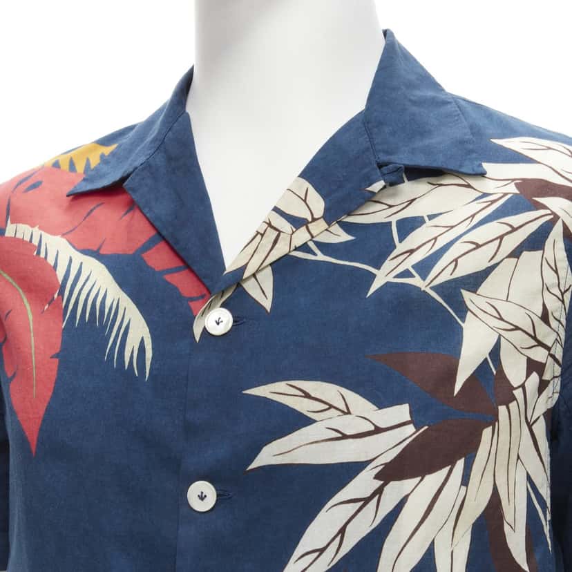 VALENTINO GARAVANI Hawaiian Floral Shirt Navy Cotton Good condition - Back View