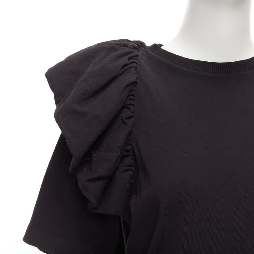 Dries Van Noten Asymmetric Ruffle Top Black Cotton Never worn - Back View