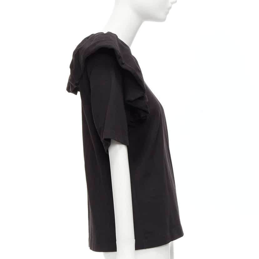 Dries Van Noten Asymmetric Ruffle Top Black Cotton Never worn - Model View
