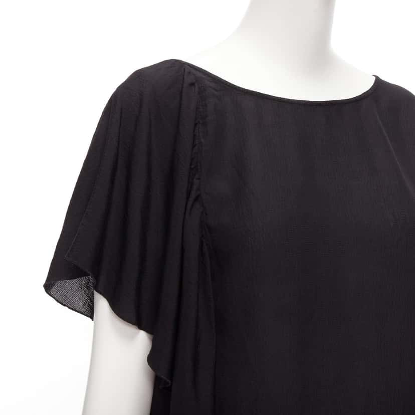 Dries Van Noten Flutter Sleeve Top Black Viscose Never worn - Back View