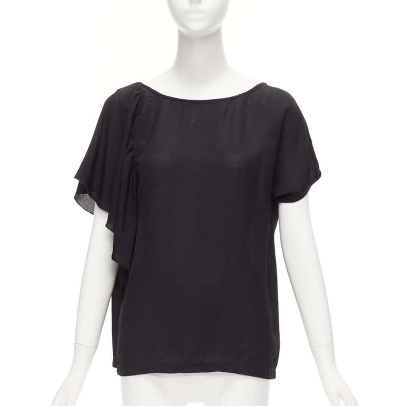 Dries Van Noten Flutter Sleeve Top Black Viscose Never worn - Inside View