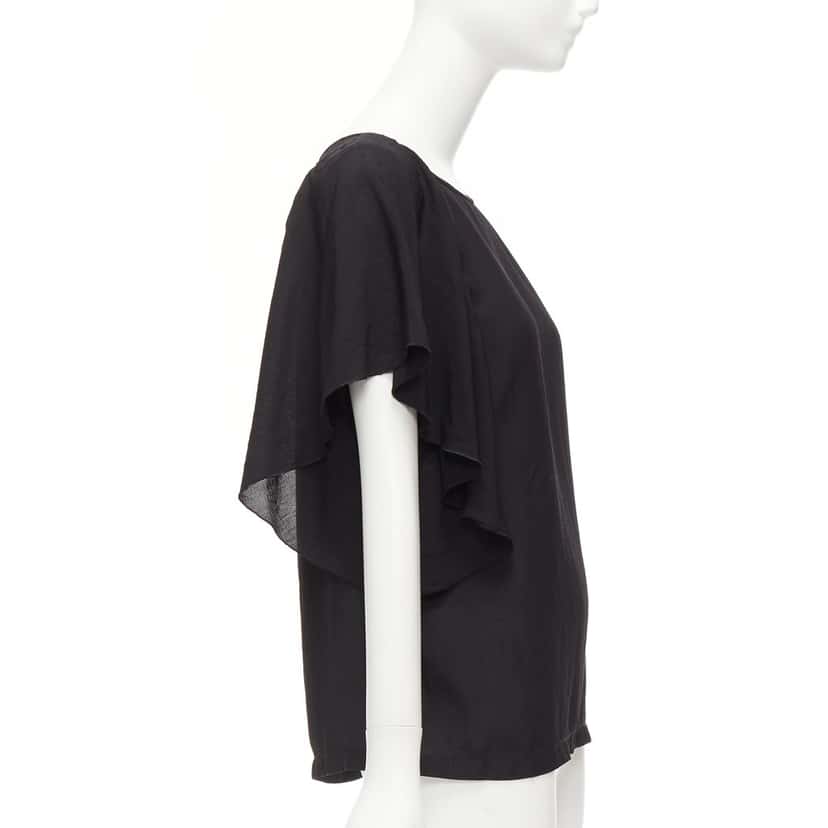Dries Van Noten Flutter Sleeve Top Black Viscose Never worn - Model View