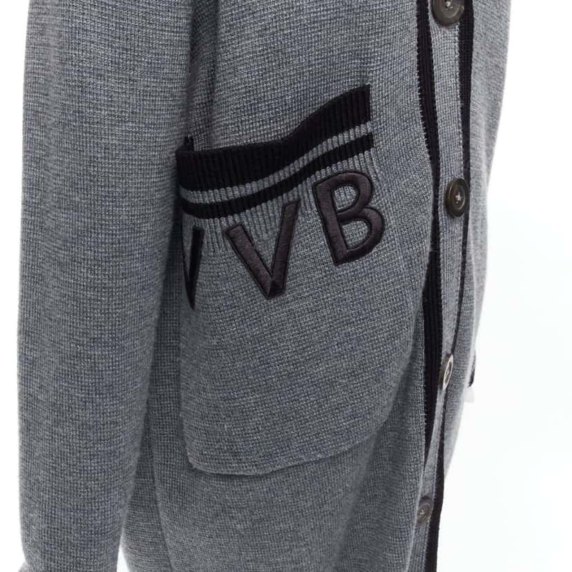 VICTORIA, VICTORIA BECKHAM Logo Oversized Cardigan Black Wool Very good condition - Back View