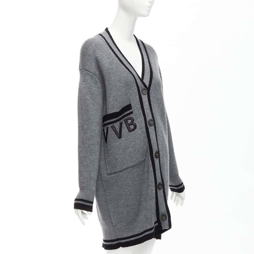 VICTORIA, VICTORIA BECKHAM Logo Oversized Cardigan Black Wool Very good condition - Model View
