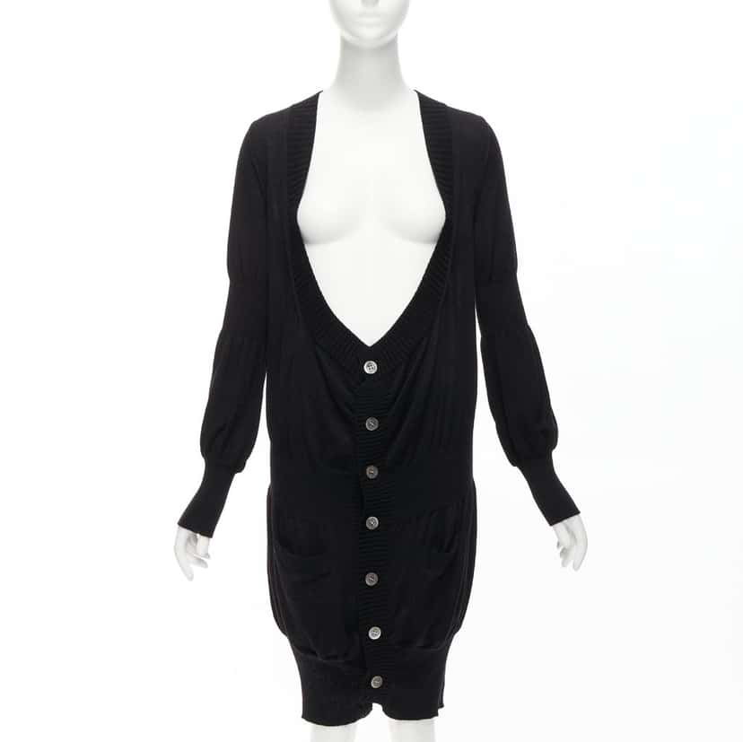 Junya Watanabe Button Up Cardigan Black Wool Never worn - Front View