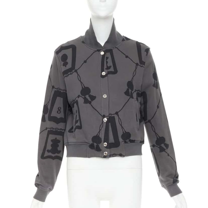 Hermes Poste et Cavalerie Bomber Jacket Grey Cotton Very good condition - Front View